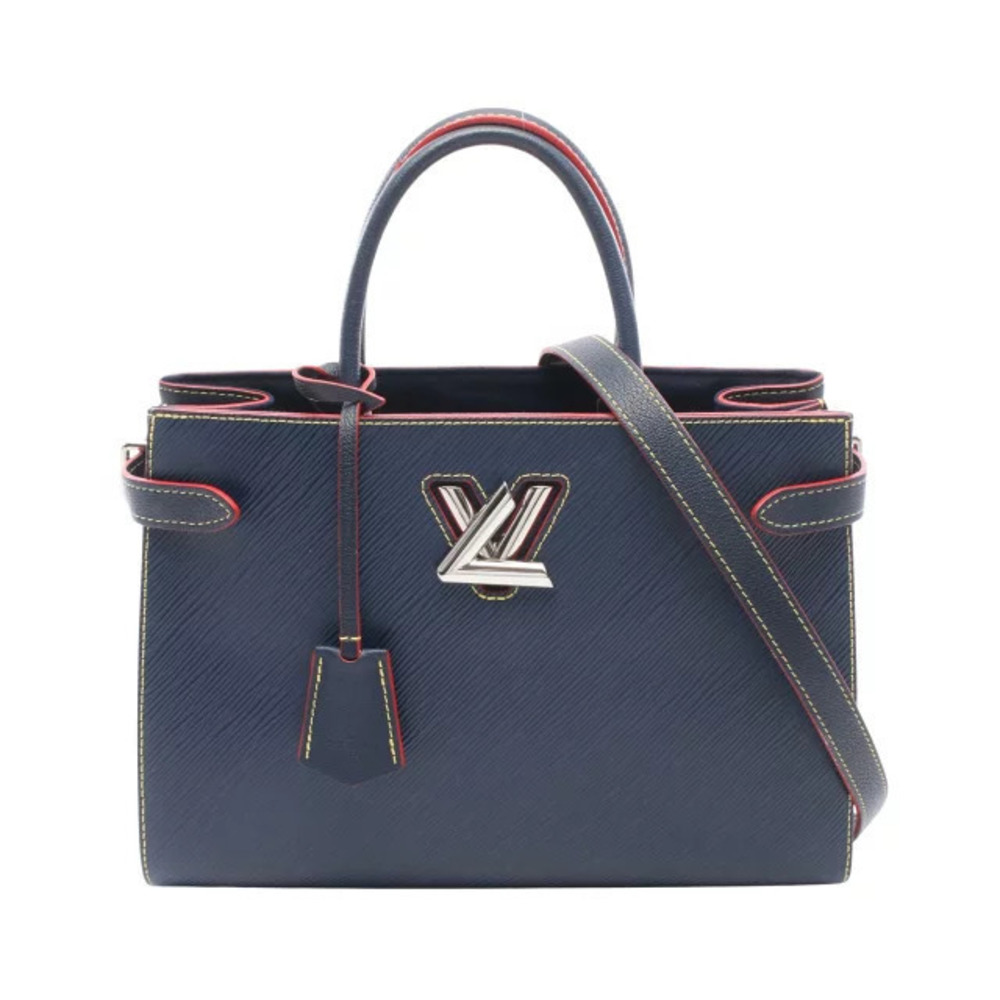 Louis Vuitton Twist Tote Bag Leather Epi Navy Blue Red